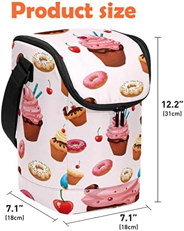 Lancheiras para homens, homens, deliciosas sobremesas de donuts bolsa de lancheira com alça de ombro ajustável para a escola,