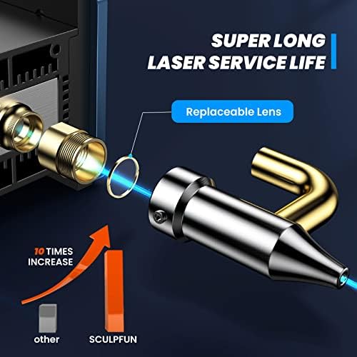 SCULPFUN S30 PRO LASER CORTE DE LASER 10W com assistência aérea+ gabinete a laser, máquina de gravação a laser de maior precisão, cortador de laser DIY para iniciantes, gravador a laser para madeira e metal