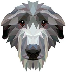 Deerhound, placa de cerâmica de lápide com uma imagem de um cachorro, geométrico