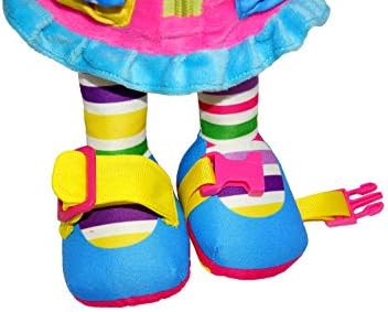 Jardim de junho 15.5 Amigos Dresses Belle - Doll de pelúcia de pelúcia educacional para crianças e crianças de 2 anos ou mais - Montessori Buckle Soft Toy