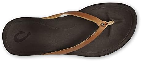 Olukai Ho'Opio Leather feminina sandálias de praia, lâminas de flip-flop de couro de grão completo, design moderno de baixo perfil e