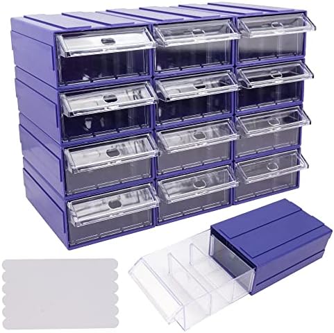 12 PCS Gaveta empilhamento de armário de armazenamento, 12 PCs Gavetas de plástico armário de armazenamento e 36 PCs Clear Divishers