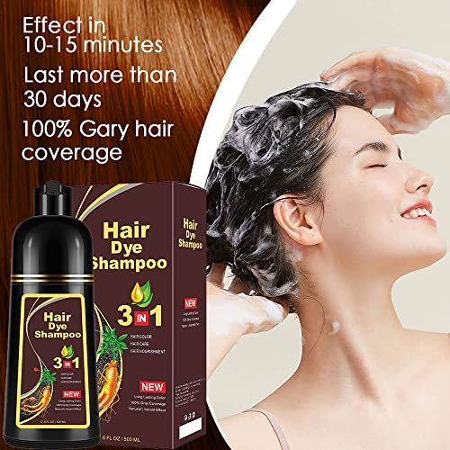 Black Instant Instant Hair Color Shampoo Chepnut Brown Hair Dye Shampoo para mulheres e homens 3 em 1- Ingredientes de ervas colorindo shampoo em minutos- coloração de ervas em minutos para mulheres e homens