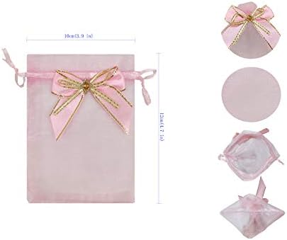 Sanrich 50pcs Bolsas de Organza Sheer 3,9x4,7 polegadas Bolsas de joalheria bolsas de jóias Candy Rose Pouches Bolsas de Casamento