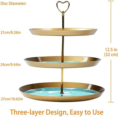 Pattern Pattern Pattern Cupcake Suport para pastelaria, 3 bolo de ouro de plástico em camadas Stand para mesa de sobremesa, torre