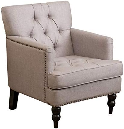 Christopher Knight Home Malone Fabric Tufted Club Chair, estanho