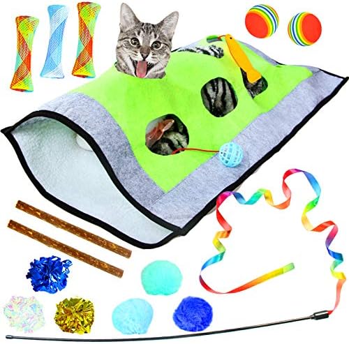 Youngever 15 brinquedos de gato brinquedos de gatinhos sortimentos, gato cringue tocar tape