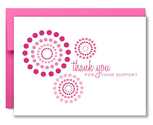 Pacote de variedades de 20 cartões Press Press Press 20 - Suporte ao câncer de mama Modern Pink Ribbon Agradecemos cartões