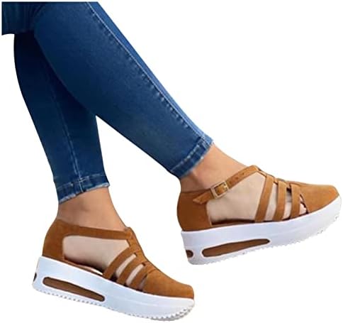 Sandálias de praia viyableling para mulheres chinelas de moda de verão fechadas com cinta de fivela de fivela sandálias