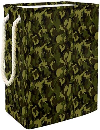 Indicultor verde escuro Camuflagem militar grande cesto de roupa de roupa preenchida de roupas prejudiciais a água para roupas para o organizador de brinquedos de roupas, decoração de casa para banheiro do quarto