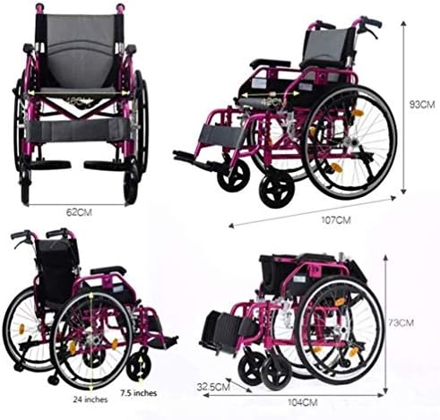 Neochy portátil e confortável cadeira de rodas dobra dobra portátil cadeira de rodas portátil com apoio de apoio de apoio para os pés conforto sede sênior/desabilitado liga de alumínio portátil