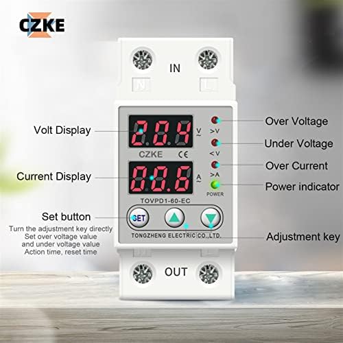 Modband Display dual 230V DIN Rail ajustável em tensão de tensão Protector Protector Relay Tovpd1-63-EC