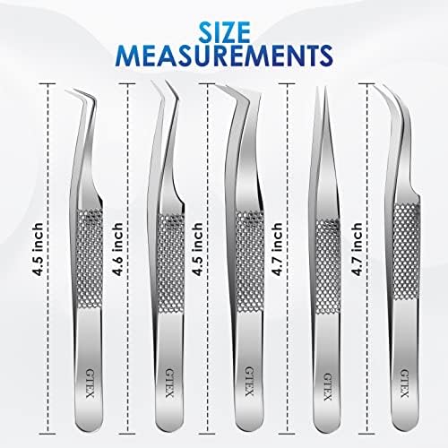 Tweezers de cílios GTEX para extensões de cílios Tweezers, Grip Circle - Aço Japonês - Tweezers de cílios profissionais