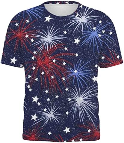 American Flag Girassol Graphic 4 de julho Camiseta Tops masculino masculino Crewneck Cool Manga curta Camisetas