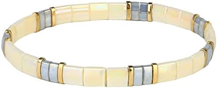 Kanyee feminino tila feminina colorida pulseiras de miçangas artesanais Bracelets esticados de pulseiras transparentes de
