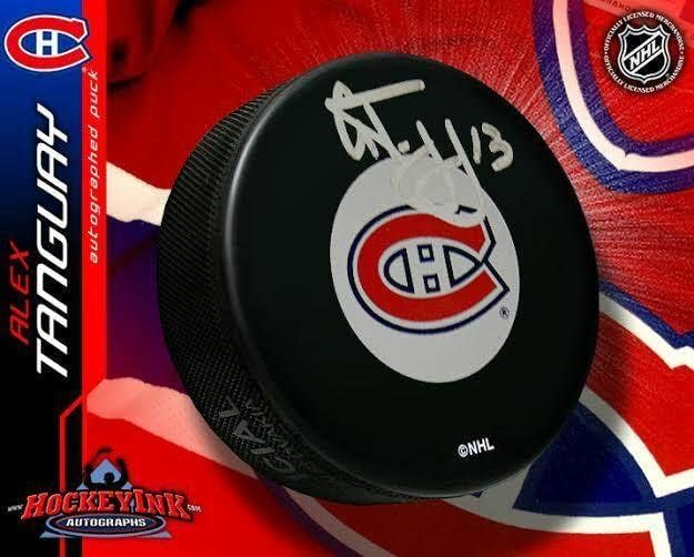 Alex Tanguay assinou Montreal Canadiens Puck - Pucks autografados da NHL