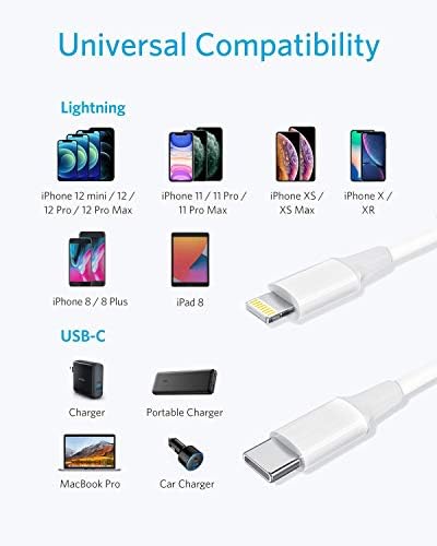 Cabo USB C para Lightning, [Apple MFI Certified] 3PACK IPHONE DE 3FTO 12 Lightning to USB-C Cabo de carregamento rápido para iPhone