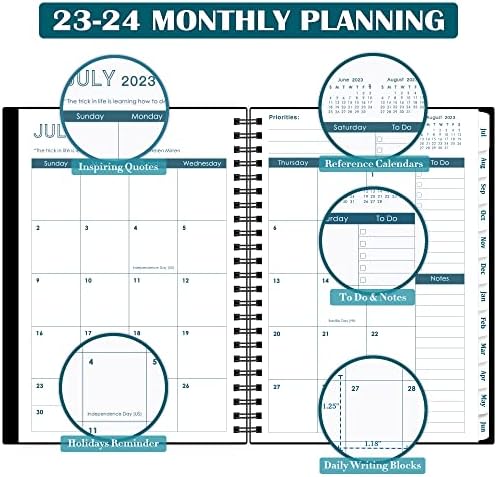 2023-2024 Planejador-Planejador 2023-2024, Planejador Semanal e Mensal, julho de 2023-junho de 2024, 8,5 x 6,4, planejador
