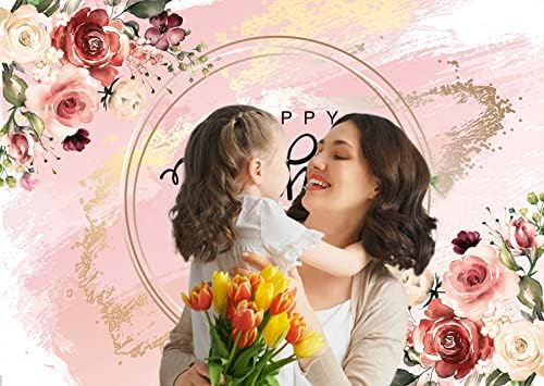 LTlyh 8x6ft Day das mães Penas de fundo do dia das mães Doldado e rosa Flores cenários do dia das mães Passo -pano