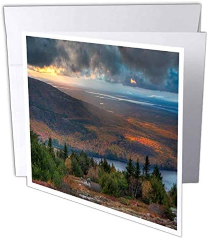 Sunset 3drose Autumn no Maine - cartão de felicitações, 6 por 6 polegadas