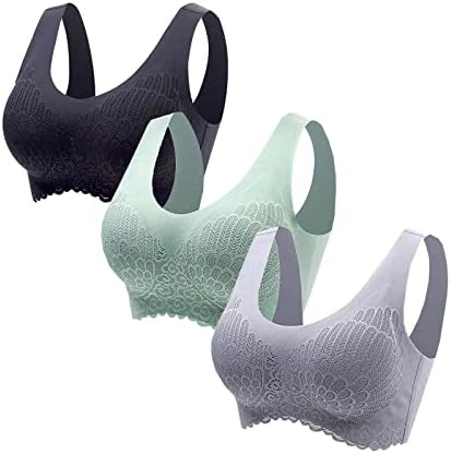 3 pacote de sutiãs esportes para mulheres, renda u pescoço de roupas de baixo estilo Bralette, lingerie de fitness sexy de ioga 2023