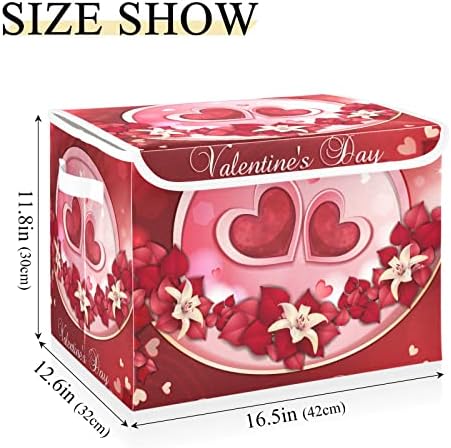 INNEWGOGO Valentines Day Hearts Storage Bins com tampas para organizar os organizadores do armário com alças Oxford