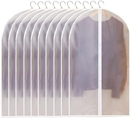Sacos de roupas de vestuário de 10 embalagens para pendurar sacolas de tampa limpas com zíper de terno para armazenamento e viagem de armário