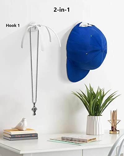 Altebezie Hat ganchos com moldura de suporte, chapéu para bonés de beisebol, cabide destacável para exibir, suporte para chapéu adesivo