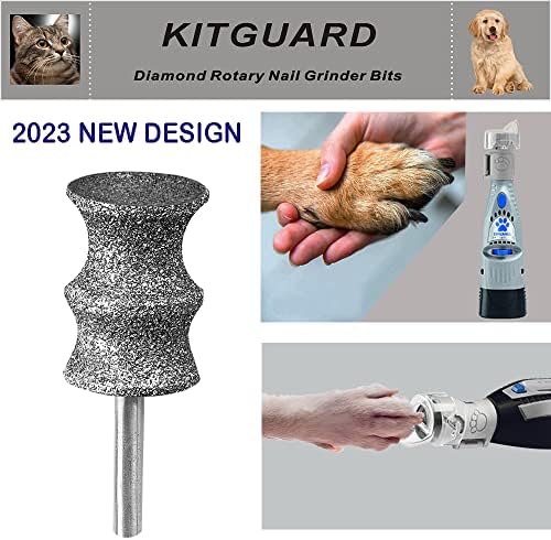 Kitguard diamante dremel cachorro unhas bits para rotação ferramenta-1/8 '' dremel cachorro moedor de unhas de prego pregos grier de unhas trabalham para animais cuidados com unhas 2-pacote