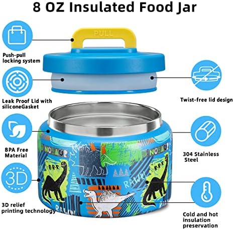 JXXM 8 oz Thermo Food Jar para comida quente e fria para crianças, contêineres de almoço isolados jarra de comida quente, a vácuo