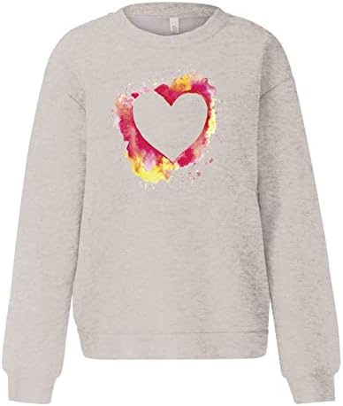 Valentine Day Swearshirt for Women Ceia de coração fofo Camisas de manga longa Casual Selto de moletom de caça de outono Tops