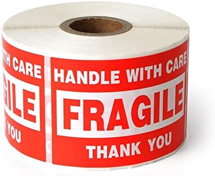 Adesivos frágeis de tapsina, alça de 2x3 polegadas com etiquetas de remessa de cuidados adesivo adesivo adesivo de papel frágil rótulos embalando etiquetas adesivas de aviso adesivos frágeis