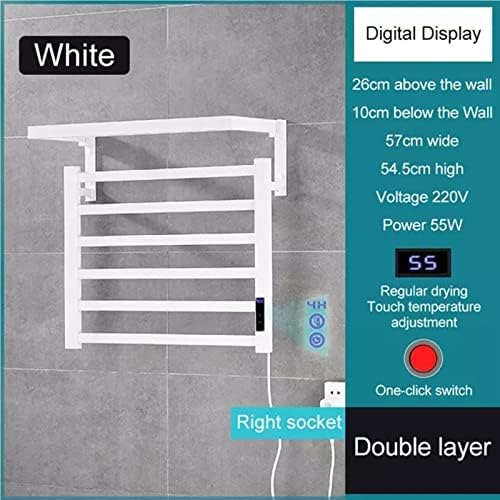 Yayong Electric Aqueled Toalhas Rail, 6 barras de parede leves montes de toalha de parede que quente seca, 73w Termostato