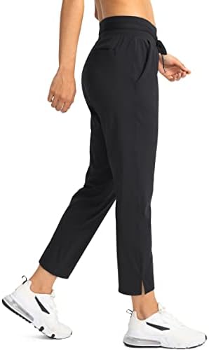 Calça de golfe feminina de calça com 4 bolsos 7/8 alongamento de calças de trabalho atléticas de viagens altas para mulheres
