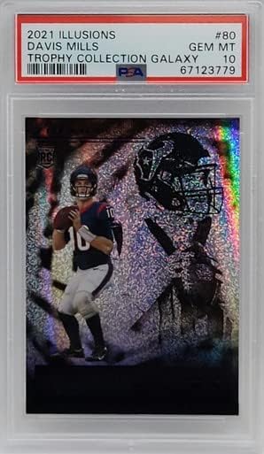 Davis Mills Texans 2021 Illusions Galaxy Trophy Collection ROOKIE CARD PSA 10
