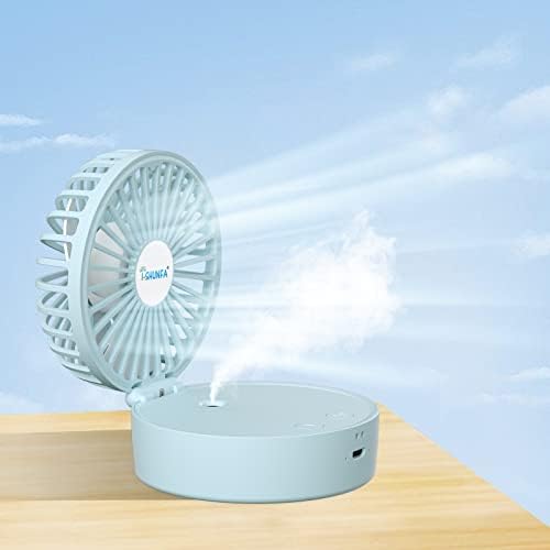 Ventilador dobrável portátil em I-shunfa, ventilador de mesa movido a bateria de 2000mAh, velocidade de vento de