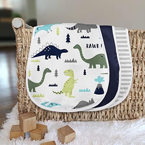 Doce JoJo Designs azul e verde dinossauros bebês panos absorventes de arroto para recém -nascido infantil - cinza moderno boho mod