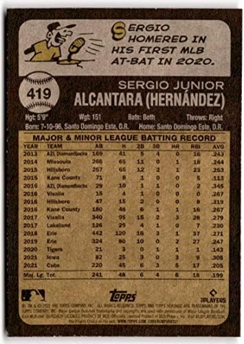 2022 Topps Heritage 419 Sergio Alcantara Chicago Cubs NM-MT MLB Baseball Número High Impressão curta