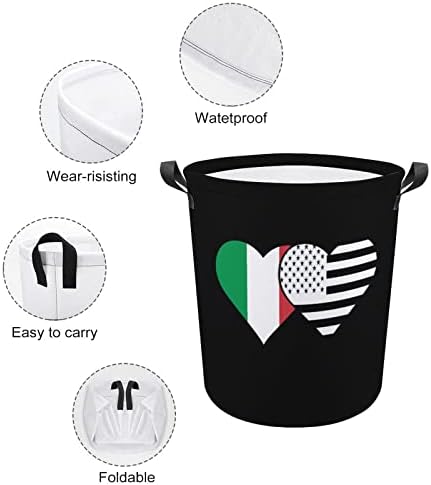 Bandeira italiana e bandeira preta Americana Lavagem de cesto de cesta de lavanderia Lavagem com alças para o dormitório da faculdade