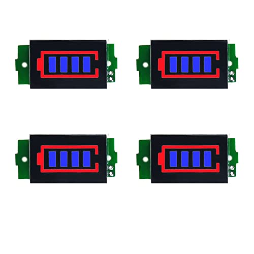 Treedix 4pcs Módulo de Indicador de Capacidade da Bateria de Lítio1/2/3/4/6/7/8s Painel de Indicador de Bateria de Lítio 4 Painel de energia de 4 níveis Display