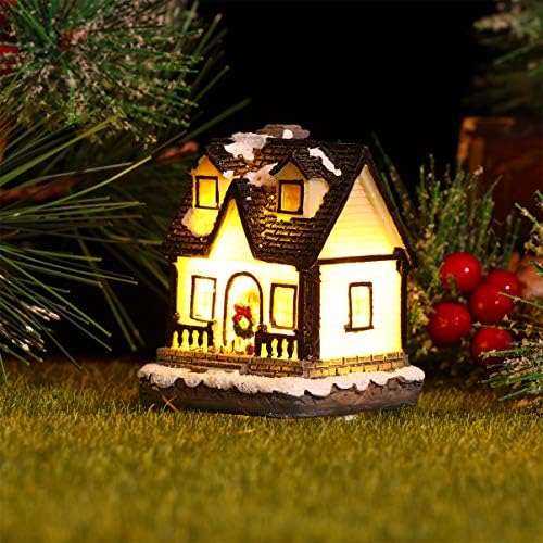 Toyandona Christmas Village Houses com LED Light Resin Village Houses Lit Building Table Decoration for Christmas