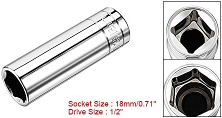 UXCELL 1/2 polegada acionamento 18 mm 6-PONTE DIREITO SOCKET, métrica, CR-V, 78 mm