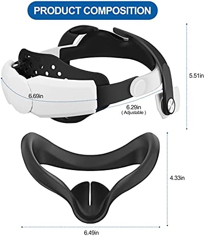 Cinta de cabeça Esimen para Oculus Quest 2 com bandas de suor e tampas de rosto de silicone, acessórios de VR para meta