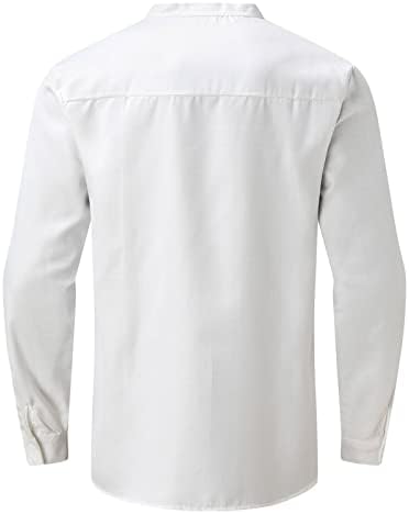 Camisetas para homens Men Autumn Winter Cotton e mangas compridas camisa casual de colarinho de trespassado