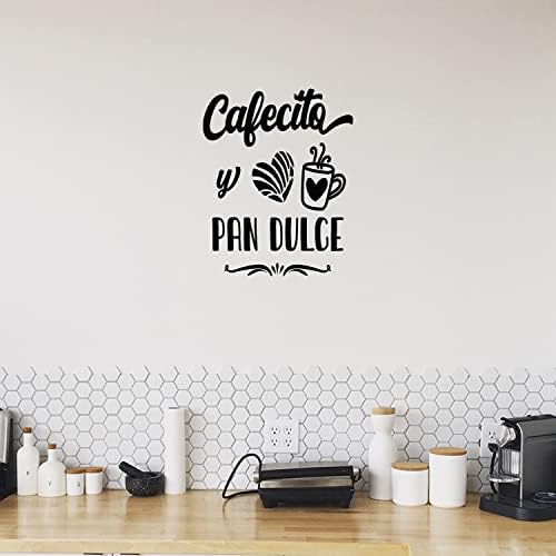 Decalque de arte da parede de vinil - Cafecito y Pan Dulce - 20 x 25 - Modern Cafe Spanish Quote Sticker para amantes de café Home Kitchen