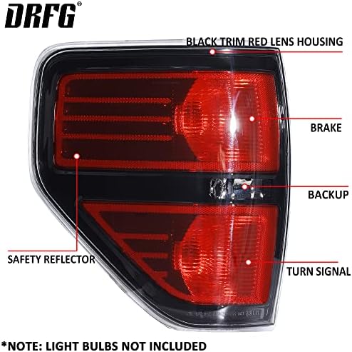 Luz traseira DRFG Compatível com 2009-2014 Ford F-150 Pickup Lâmpada traseira Passageiro de substituição e motorista