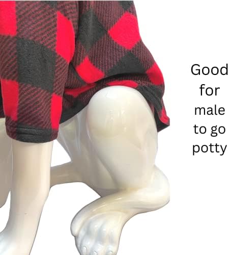 Pijamas de cães de qualidade para cães grandes | Verificador de búfalo vermelho e preto | Lã anti -pílula | Pijama de meio