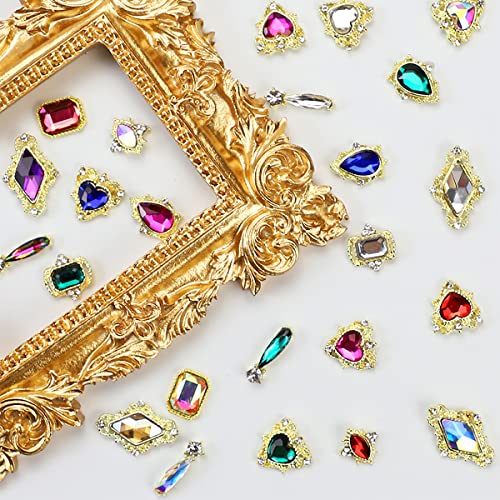 Strass 3D de unhas, 240pcs Decoração de unhas de luxo de luxo Diamantes brilhantes encantos de metal gemas unhas artes de design diy de design para mulheres