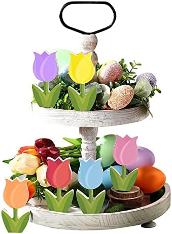 6 PCS Páscoa Tulipas de madeira Tulipas de bandeja de bandeja Tulipas de madeira Tulipas Decorações de mesa Caminhada de primavera