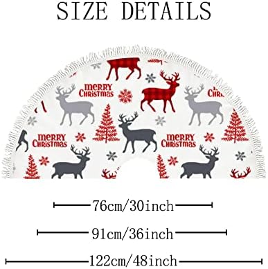 Grande Salia da Árvore de Natal Deer Snowflakes Buffalo xadrez de 48 polegadas Salia Tree tape de férias festas de fazenda